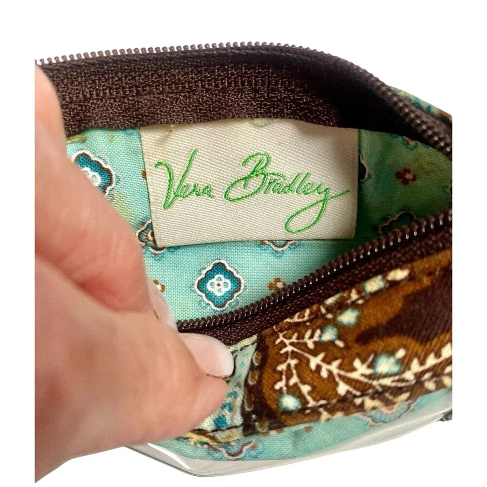 Vera Bradley Coin Purse Java Blue with Key Ring Photo ID Pocket - Picture 4 of 5